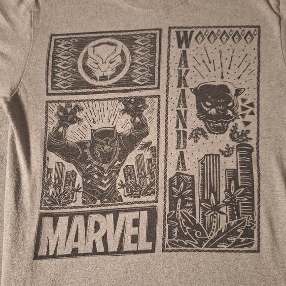 Marvel Black Panther Wakanda Forever Graphic T-Shirt Gray Size Medium Cotton - Picture 2 of 6